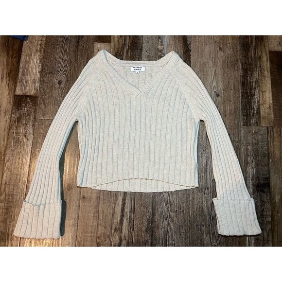 Frankies Bikinis Ashton Cotton Knit Sweater in Cream Size Medium - Picture 4 of 10